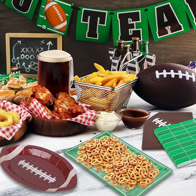 96 PCS Football Party Supplies Football Sports Paper Plates and