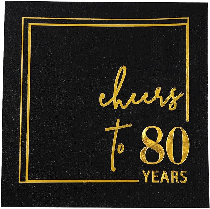 Cheers to Years Cocktail Napkins - 50 PK - 3-Ply Birthday Napkins 5x5