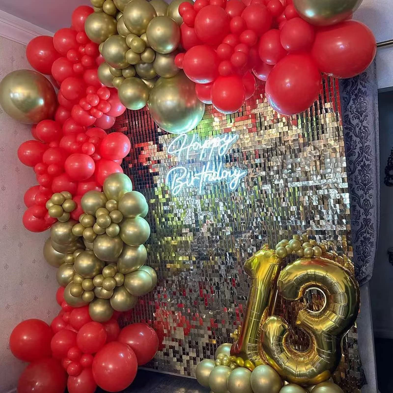 Red and Gold Balloon Arch Kit, Metallic Gold and Red Balloon Garland