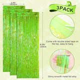 Voircoloria 3 Pack 3.3x8.2 Feet Neon Green Foil Fringe Backdrop