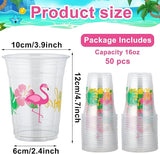 50 Pcs Hawaiian Luau Party Cups 16 oz Tropical Luau Drinking Cups