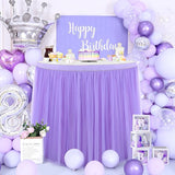 2 Pack 6ft Purple Table Skirt for Baby Shower Girl Lavender Tutu