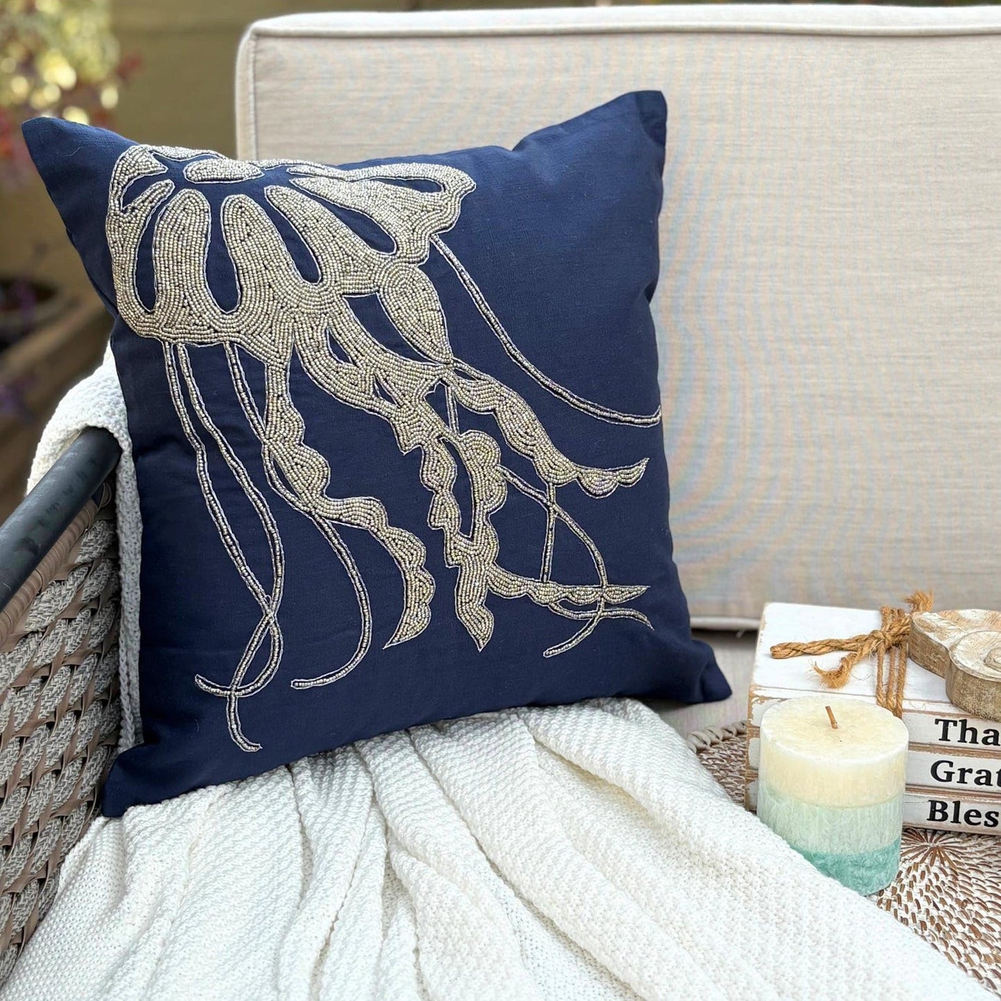 The HomeCentric Navy Blue Decorative Pillowcases Pack of 2, 16x16 inch