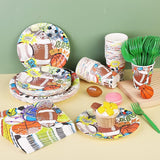 144 Pieces Sports Themed Paper Plates and Napkins Dinnerware Set