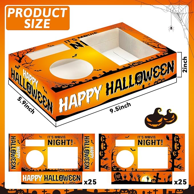 50Pcs Halloween Movie Night Supplies Snack Trays Movie Theater Snack