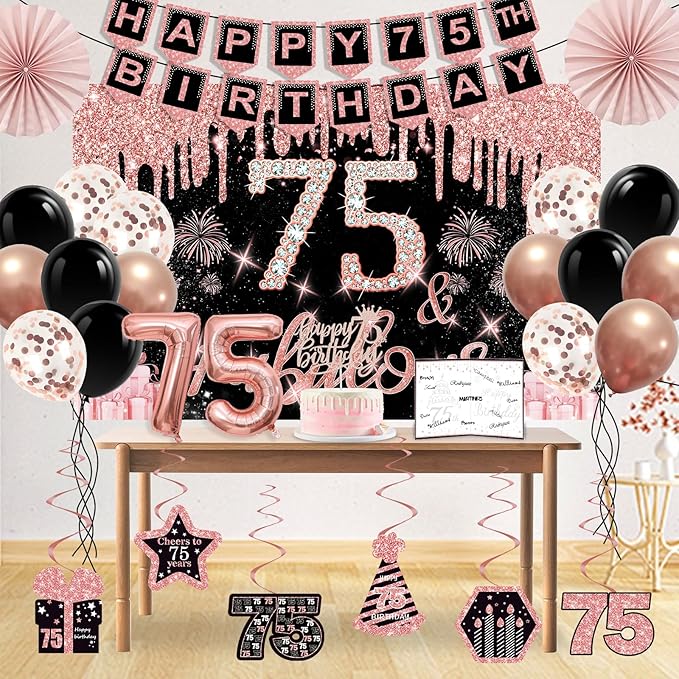 75th Birthday Decorations for Women 32PCS 75th Birthday Party