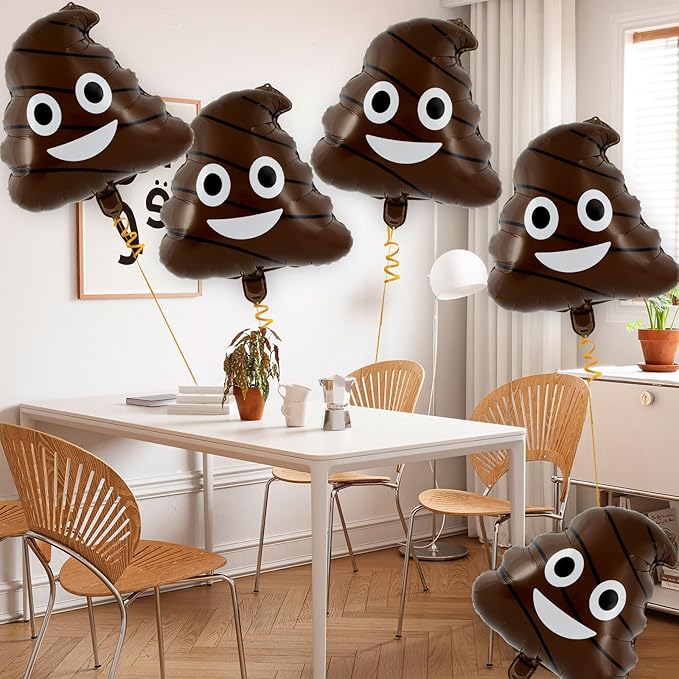 6 Pcs Funny Poop Balloons,22 Inch Poo Aluminum Foil Balloon,Prank