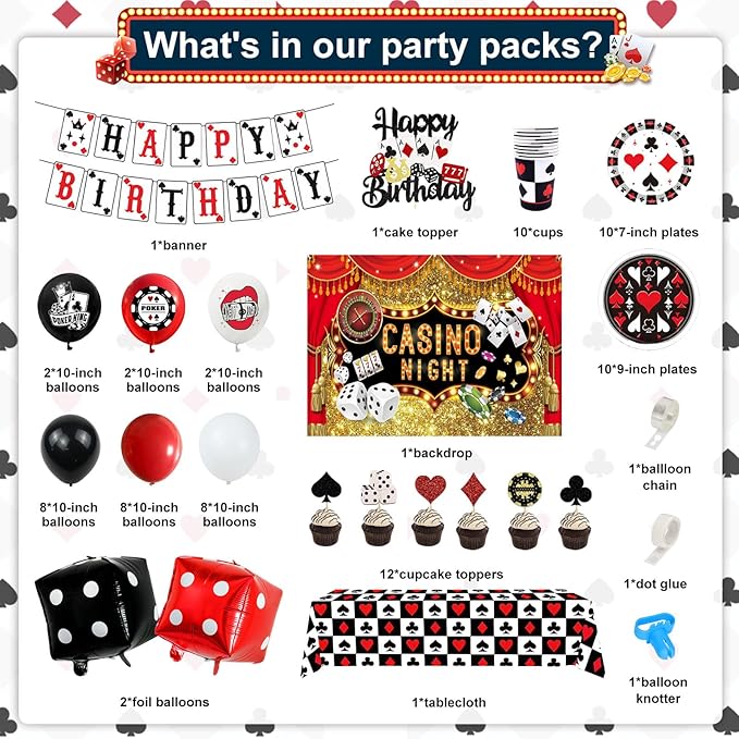 81 PCS Casino Theme Party Decorations Las Vegas Party Decorations