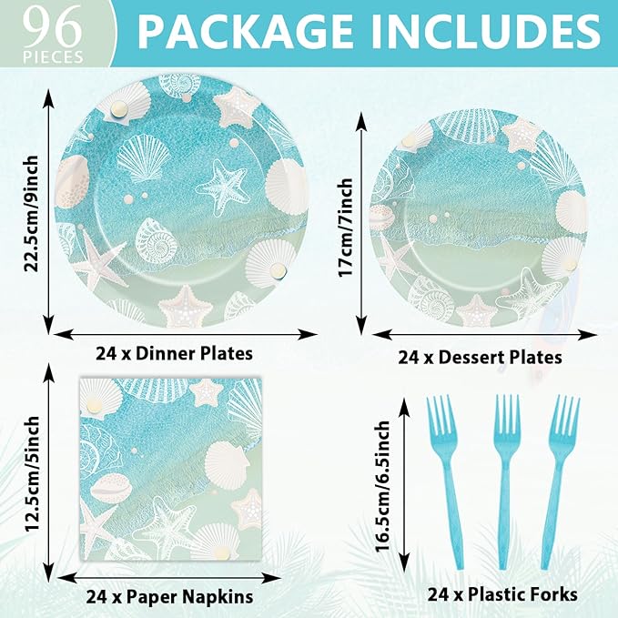 Seashell Beach Party Plates Napkin Fork Nautical Coastal Birthday