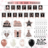 Rose Gold Birthday Decor Kit for Girls Women Backdrop Sparkle Crown