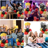 Movie Night Party Balloons Stand Kit 2 Sets with 2 Popcorn Clapboard