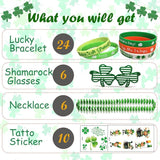 46 Pcs St.Patricks Day Party Accessories Favor Set Shamrock Glasses