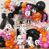 Halloween Balloon Arch Pink Black Orange Balloons Garland 3D Bat