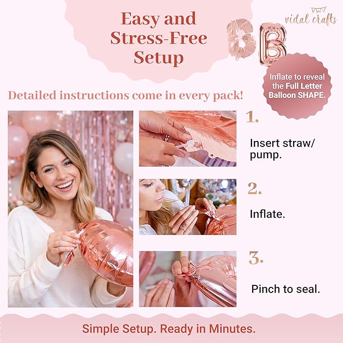 VIDAL CRAFTS 71 Piece Rose Gold Birthday Decorations for Women Party