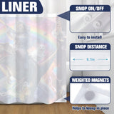 Fowocu No Hook Shower Curtain with Snap in Liner Funny Cat Dinosaur