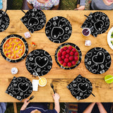 Grencian 96 Pcs 2000s Party Plates and Napkins Black Heart Tableware