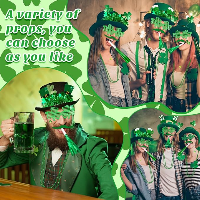 76 Pcs St Patrick's Day Party Favor Set Tattoo Stickers Necklaces