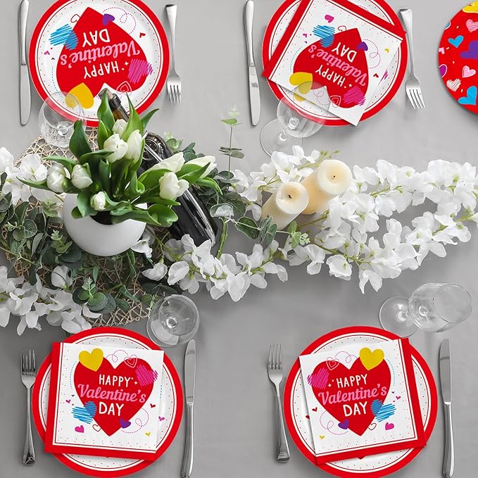 Valentine's Day Party Supplies Set for 50 Elegant Disposable Paper