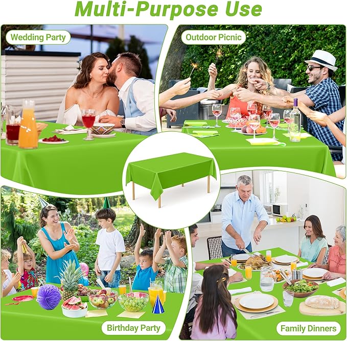 QZYL 4 PCS Plastic Tablecloth, 54 x 108 Inches Waterproof Disposable