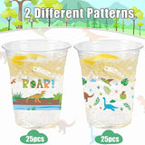 100 Pcs Dinosaur Cups 12oz Dinosaur Plastic Clear Disposable