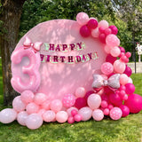 Pink 3rd Birthday Balloons Decorations, Hot Pink Rose Polka Dots