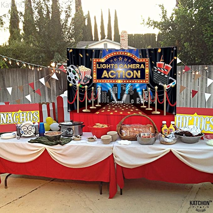 Lights Camera Action Backdrop Large 72x44 Inch Movie Theme Party
