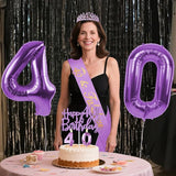 40th Birthday Decorations for Women Purple with 40th Birthday Sash