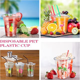 100 Pack 12 oz Clear Disposable Luau Cups Hawaiian Flamingo