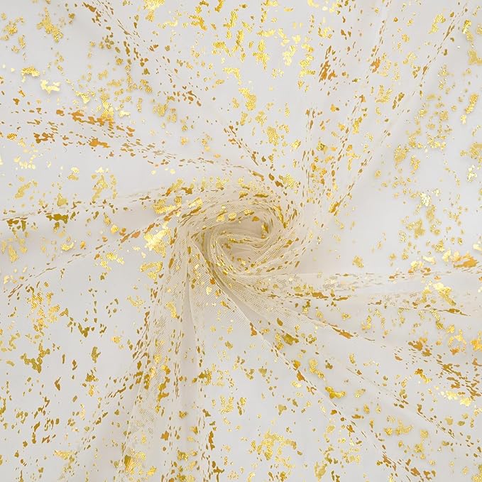 Artoid Mode Beige Gold Gauze Table Runner 120 Inch 10FT, Glitter