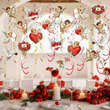 Valentine's Cupid Party Streamers 48 PCS Romantic Hanging Swirl