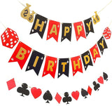 58pcs Casino Poker Party Decorations Poker Theme Birthday Banner