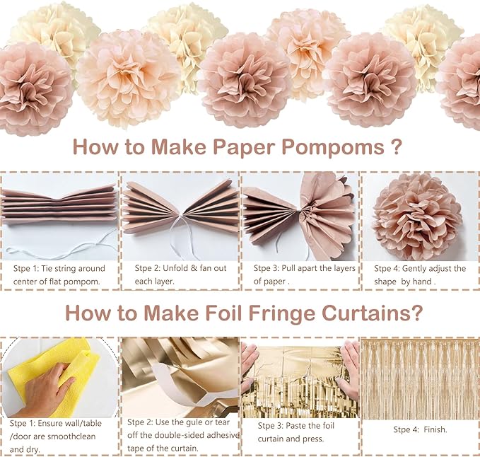 Blush Beige Birthday Decorations Party Décor for Women Boho Party