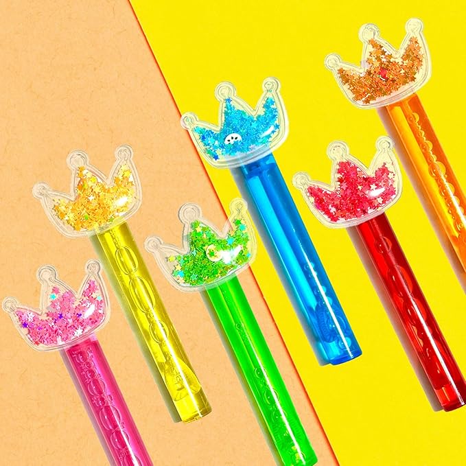 Princess Party Favors 24Pcs Glitter Crown Bubble Wands for Kids