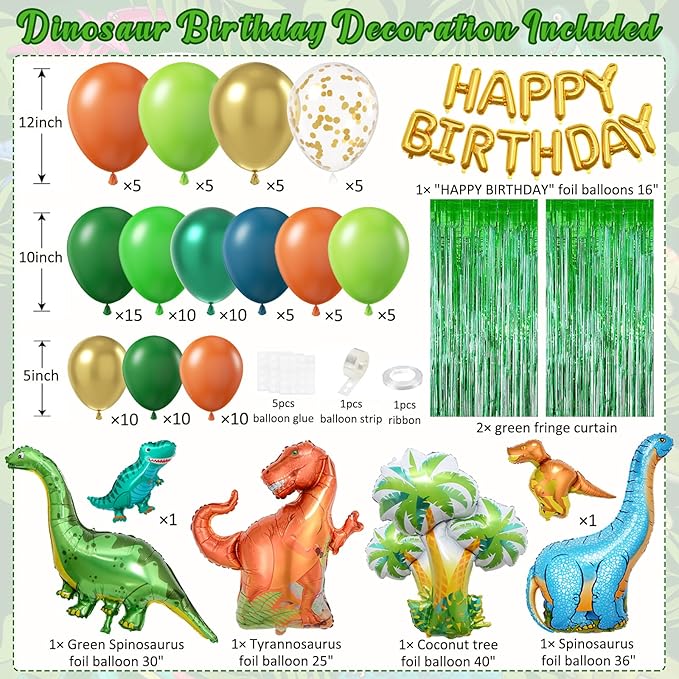 Dinosaur Birthday Party Decorations 128pcs Dinosaur Balloons Arch