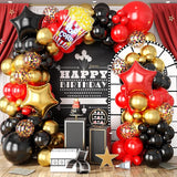 Movie Night Balloon Garland Arch Kit Red Black Metallic Gold