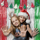 BRAVESHINE 2 Pack Fringe Backdrop Red Silver Green Christmas Party