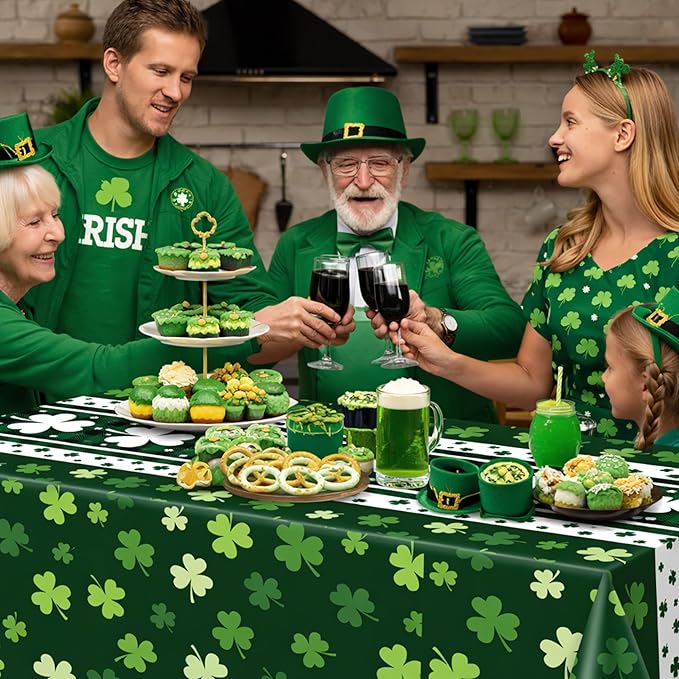 OHOME St Patricks Day Decorations - 2 PCS Shamrock Tablecloth | St