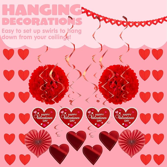 27 Pieces Valentines Day Swirl String Cutout Decoration Kit with