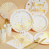 White and Gold Party Supplies, 350PCS Disposable Dinnerware Set