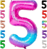 KatchOn, Rainbow Number 5 Balloon - Giant, 40 Inch | Pink Blue Number