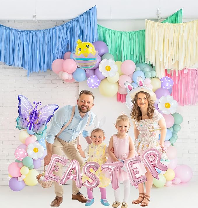 Easter balloon garland arch kit pastel balloons with Easter egg