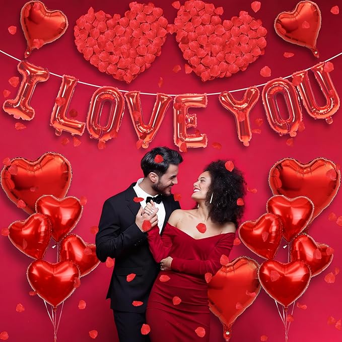 I Love You Balloons Valentines Day Balloons Red Heart Love Foil