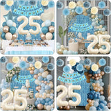 Dusty Blue 25th Birthday Party Decorations for Her Him Beige Cream