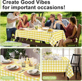 QIKSION Yellow Gingham Tablecloth Disposable 2 Pack, 54 x 108 Inch