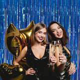 5 Pack Foil Curtain Backdrop Blue Metallic Tinsel Foil Fringe
