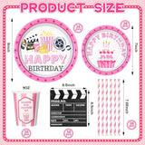 180 Pcs Pink Movie Night Party Supplies Happy Birthday Theme