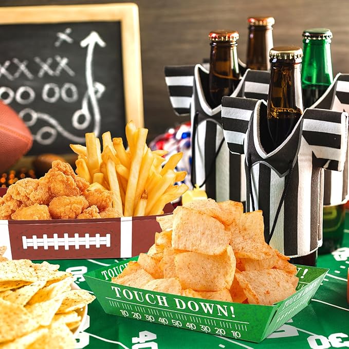 50Pcs Football Party Supplies 5lb Football Food Plates Football