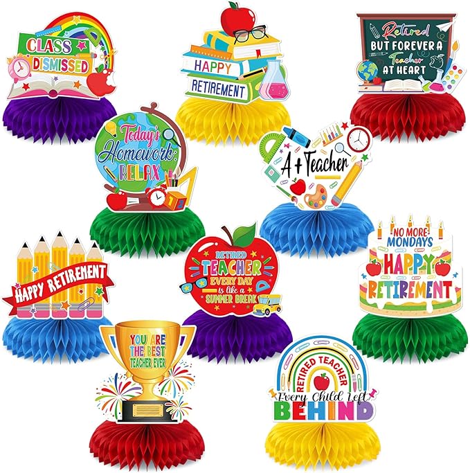 10 Pieces Funny Teacher Retirement Decorations Honeycomb