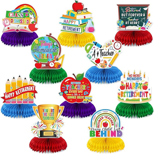 10 Pieces Funny Teacher Retirement Decorations Honeycomb