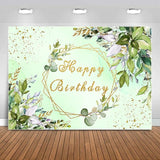 Sensfun Sage Green Happy Birthday Backdrop Banner Greenery Birthday